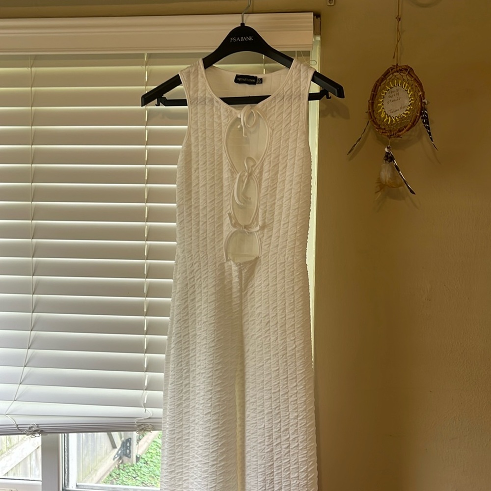 Pretty Little Thing white jumpsuit